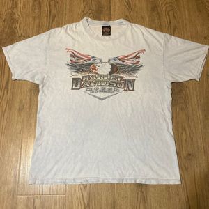 Vintage Harley Davidson 1998 T-Shirt Eagle Flag Wolves Northern Lights Mens XL